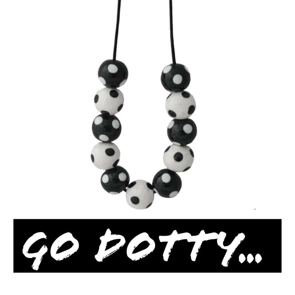 Beaded Necklace in Monochrome Polka Dots | Commisions at Lottie Of London Jewellery