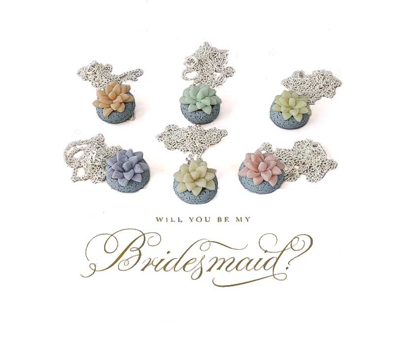 Bridesmaid Succulent Necklaces Wedding Commission at Lottie Of London Jewellery