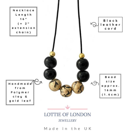 Black & Gold Statement Bead Necklace