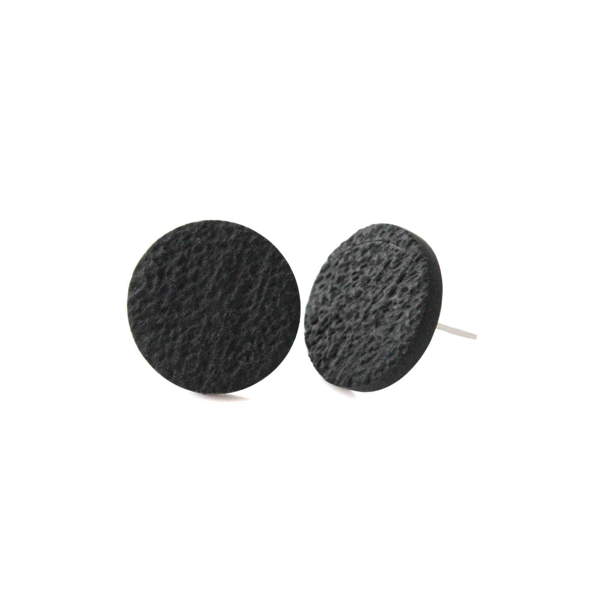 Black Round Stud Earrings for Women | Minimalist Clay Jewellery