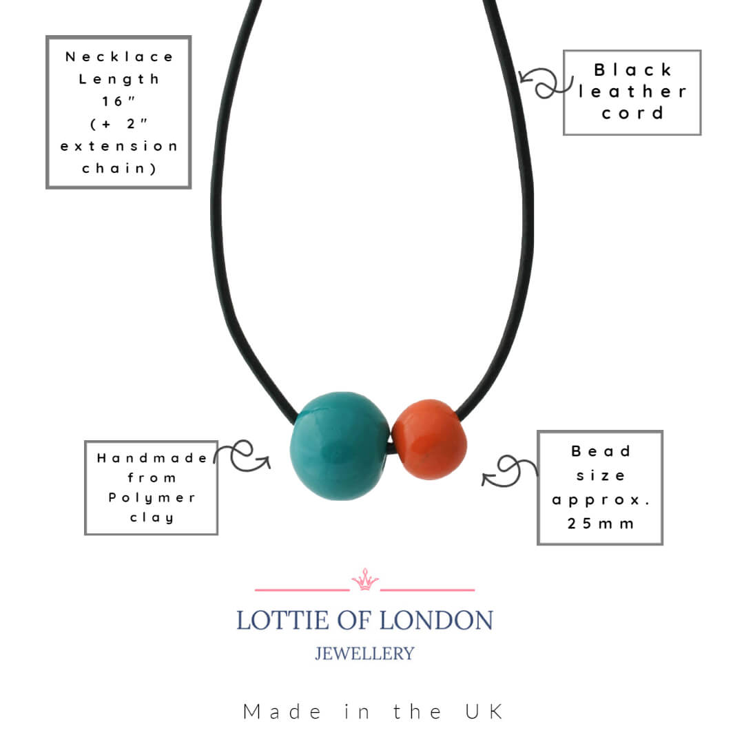 Teal Blue Chunky Bead Necklace for Women | Unique Statement Jewellery