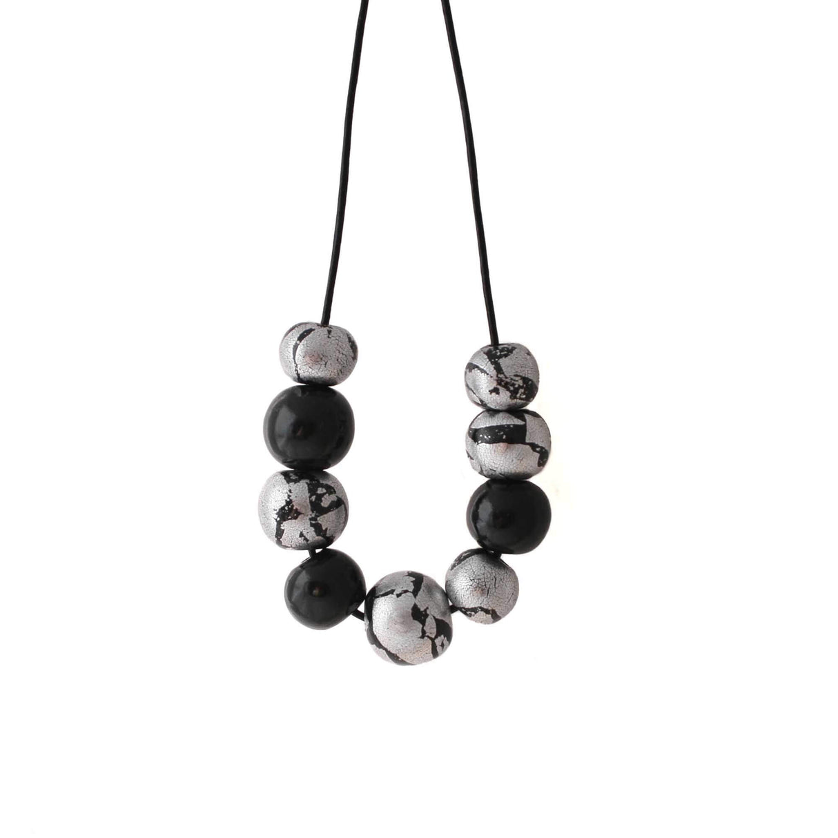 black and silver chunky statement necklace - handmade at lottie of london jewellery