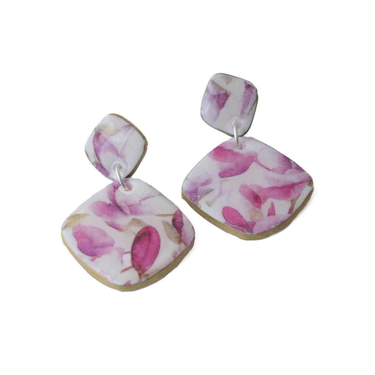 Purple Drop Earrings for Women with Floral Print | Limited Edition