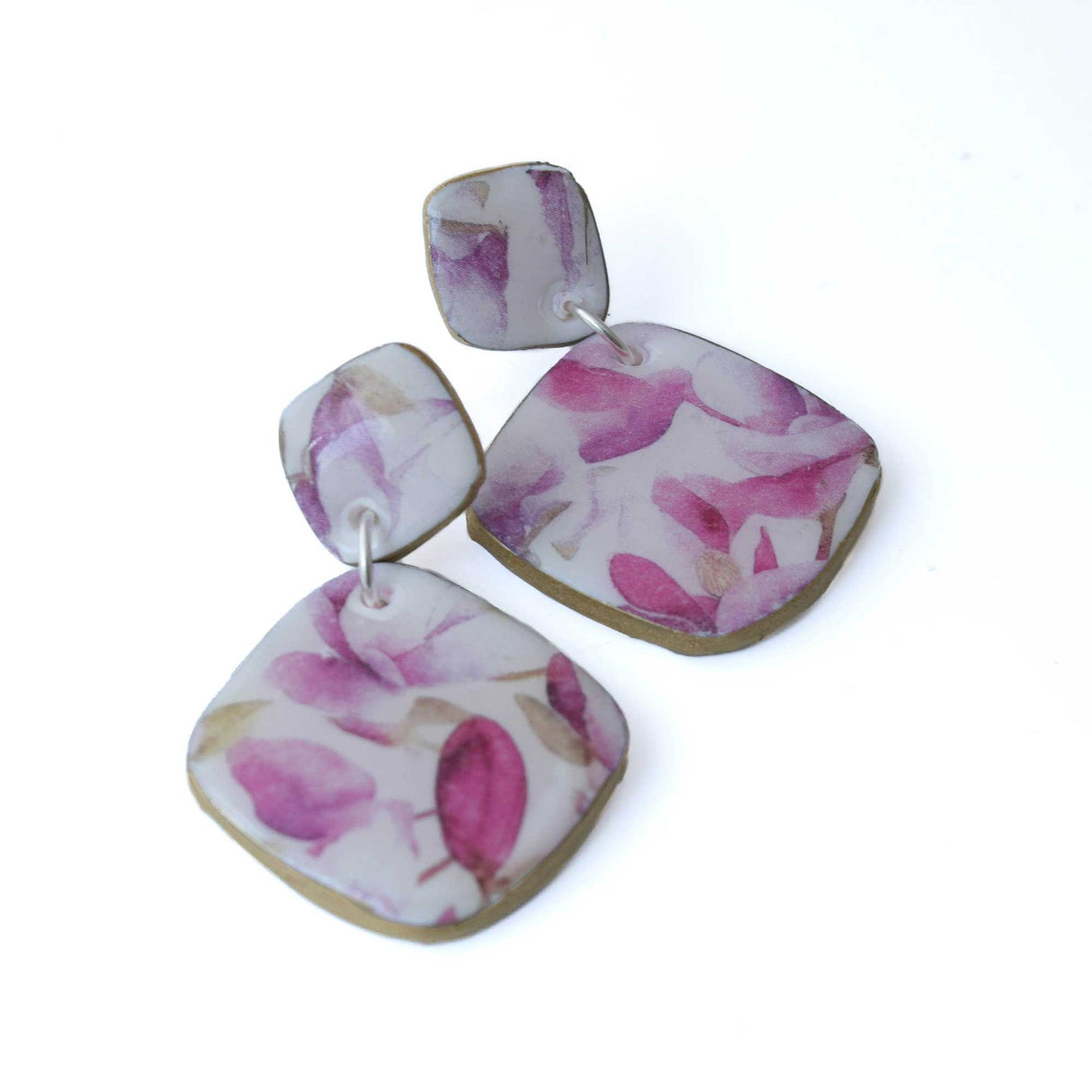 Purple Drop Earrings for Women with Floral Print | Limited Edition