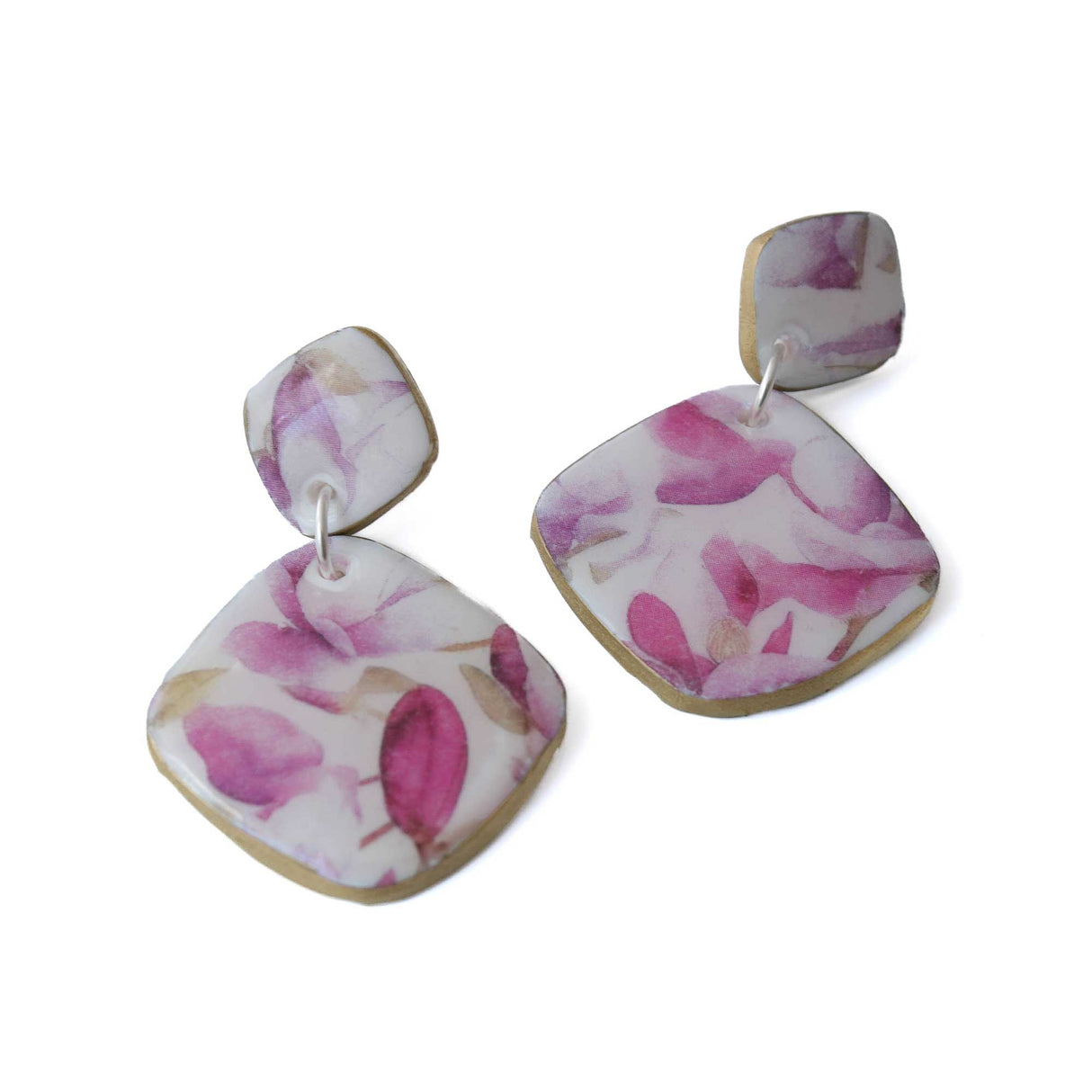 Purple Drop Earrings for Women with Floral Print | Limited Edition