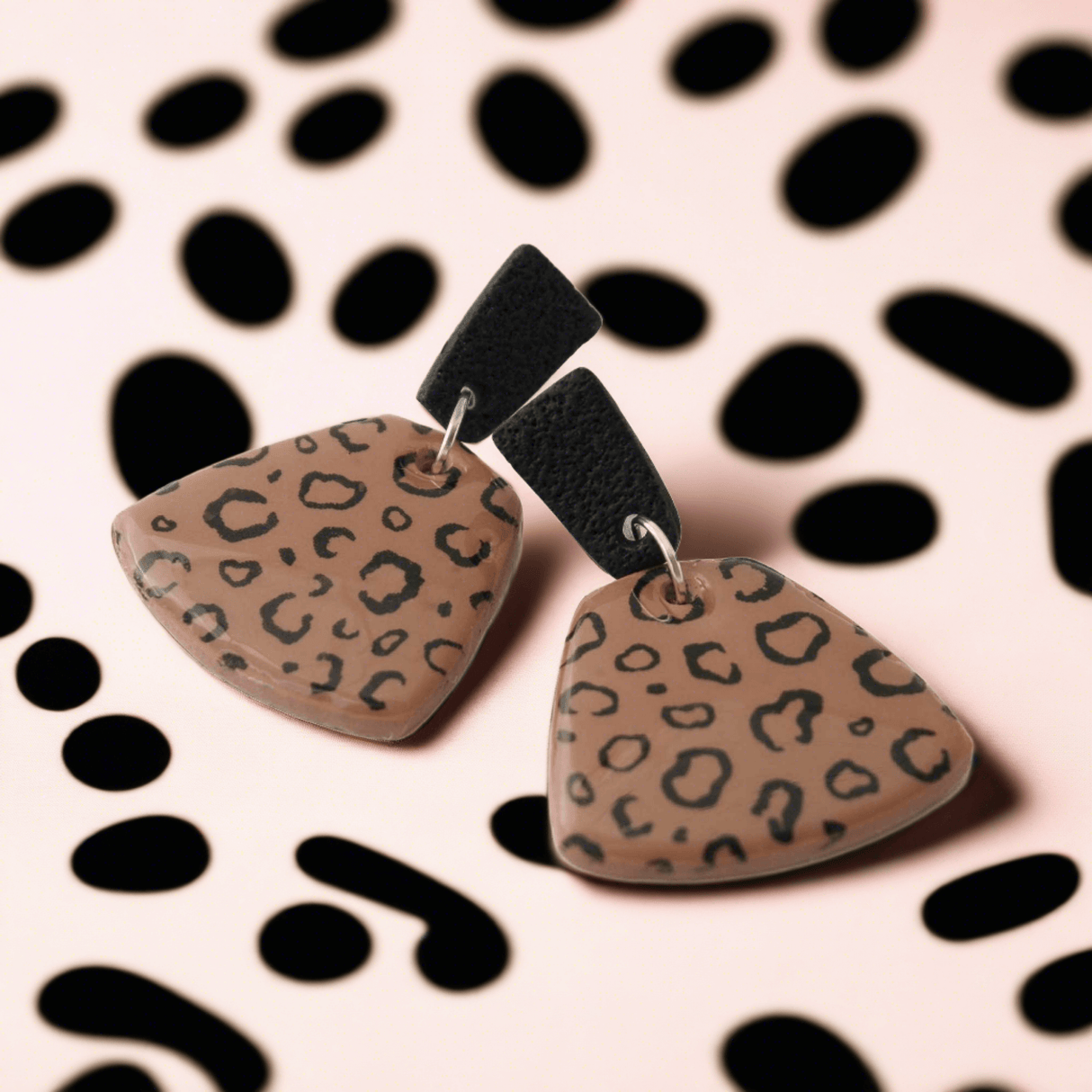 Leopard Print Statement Drop Earrings | Unique Geometric Jewellery