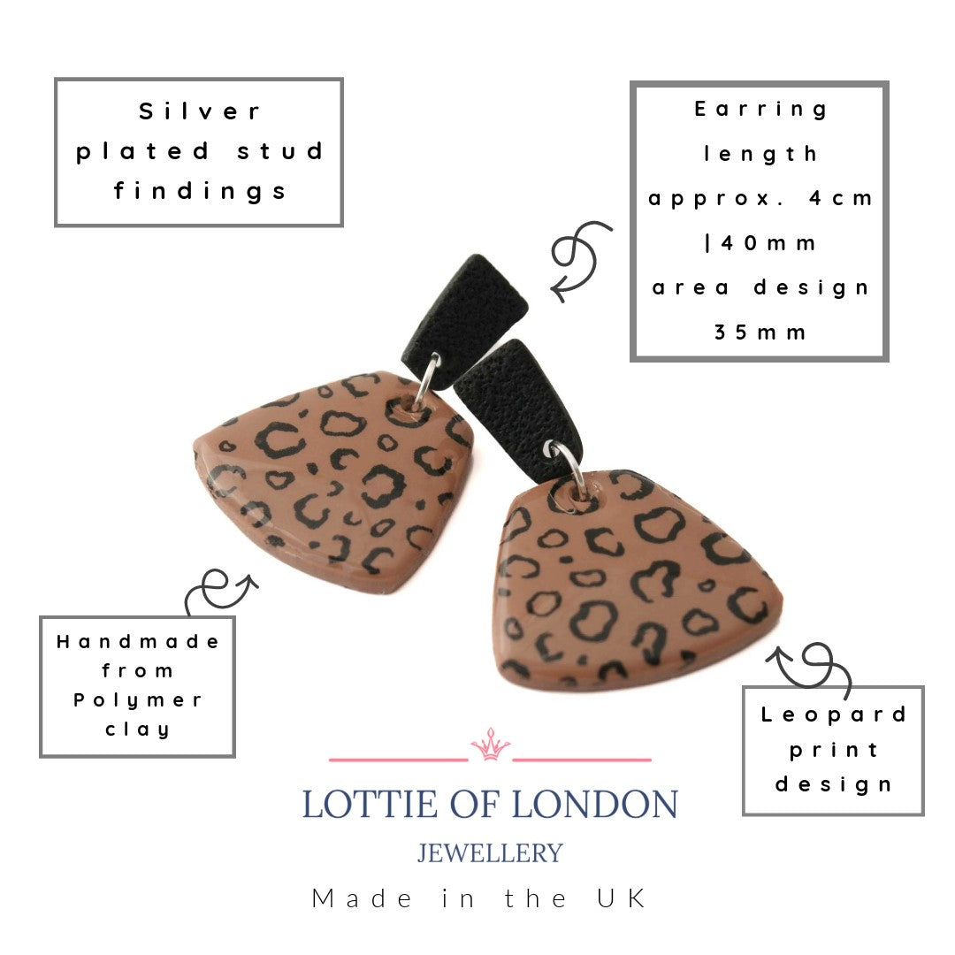 Leopard Print Statement Drop Earrings | Unique Geometric Jewellery