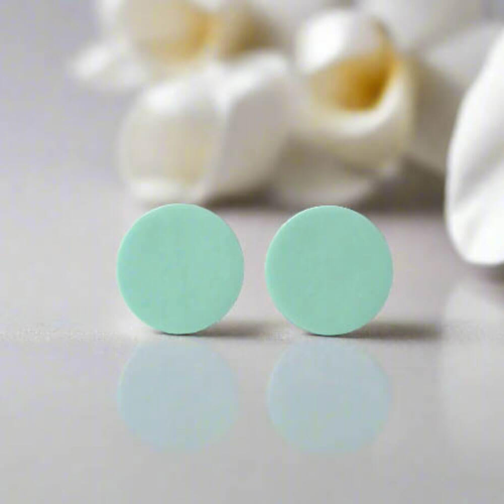 Mint Green Stud Earrings for Women | Minimalist Clay Jewellery