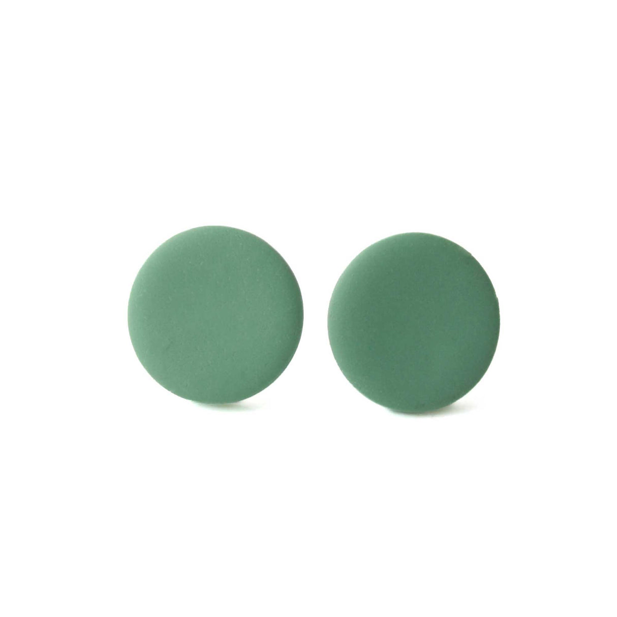 Round Stud Earrings for Women in Sage Green | Minimalist Clay Jewellery