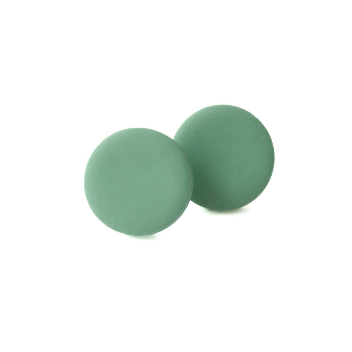 Round Stud Earrings for Women in Sage Green | Minimalist Clay Jewellery
