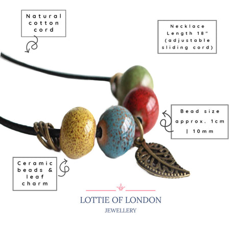 Boho Bead Necklace | Bohemian Ceramic Jewellery