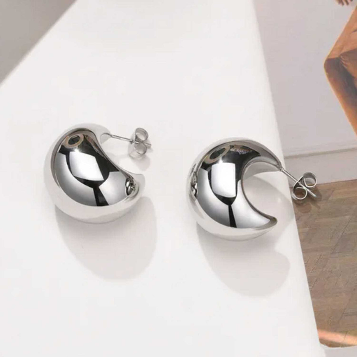 Chunky Silver Hoop Earrings for Women