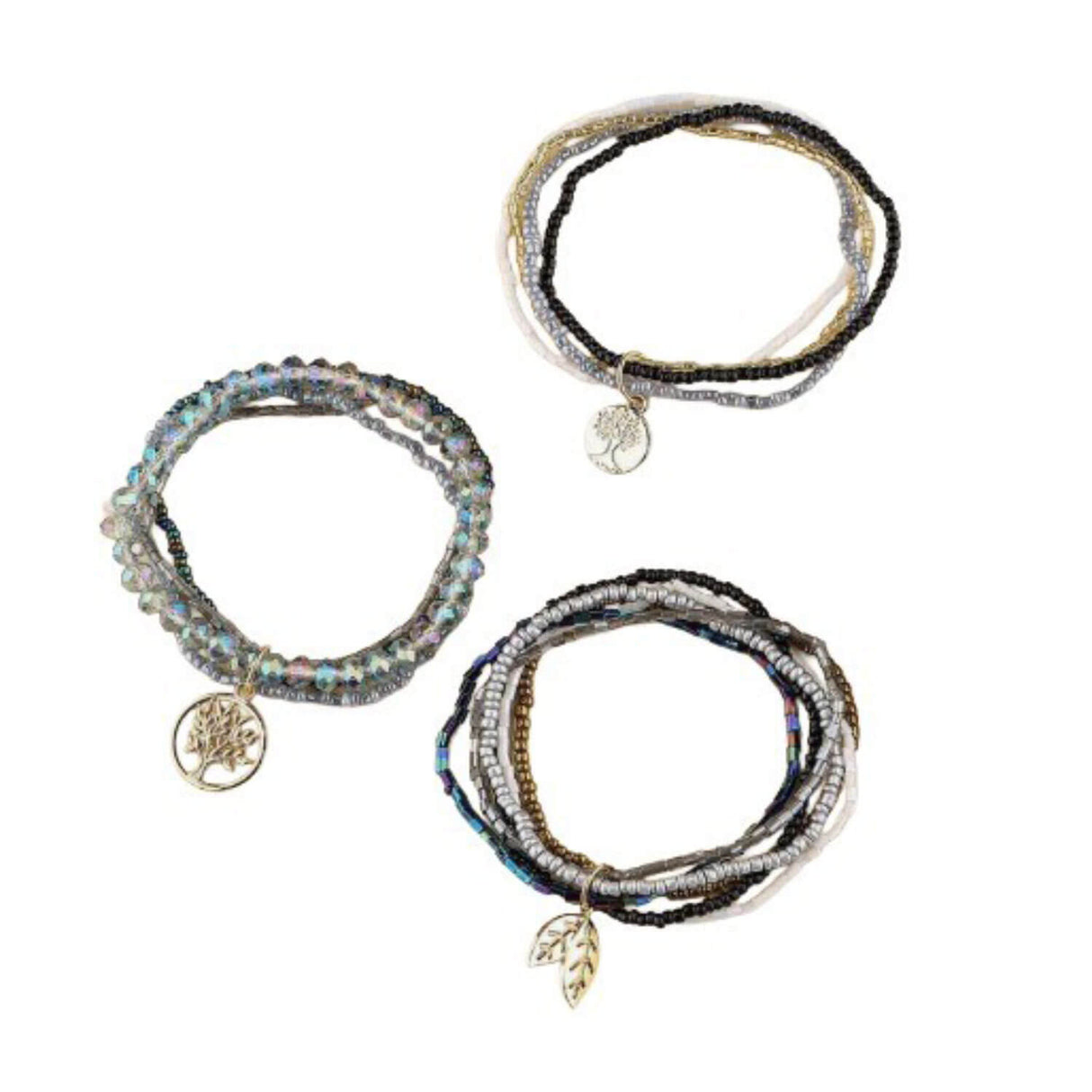black and grey stacking bracelets - Lottie Of London Jewellery UK