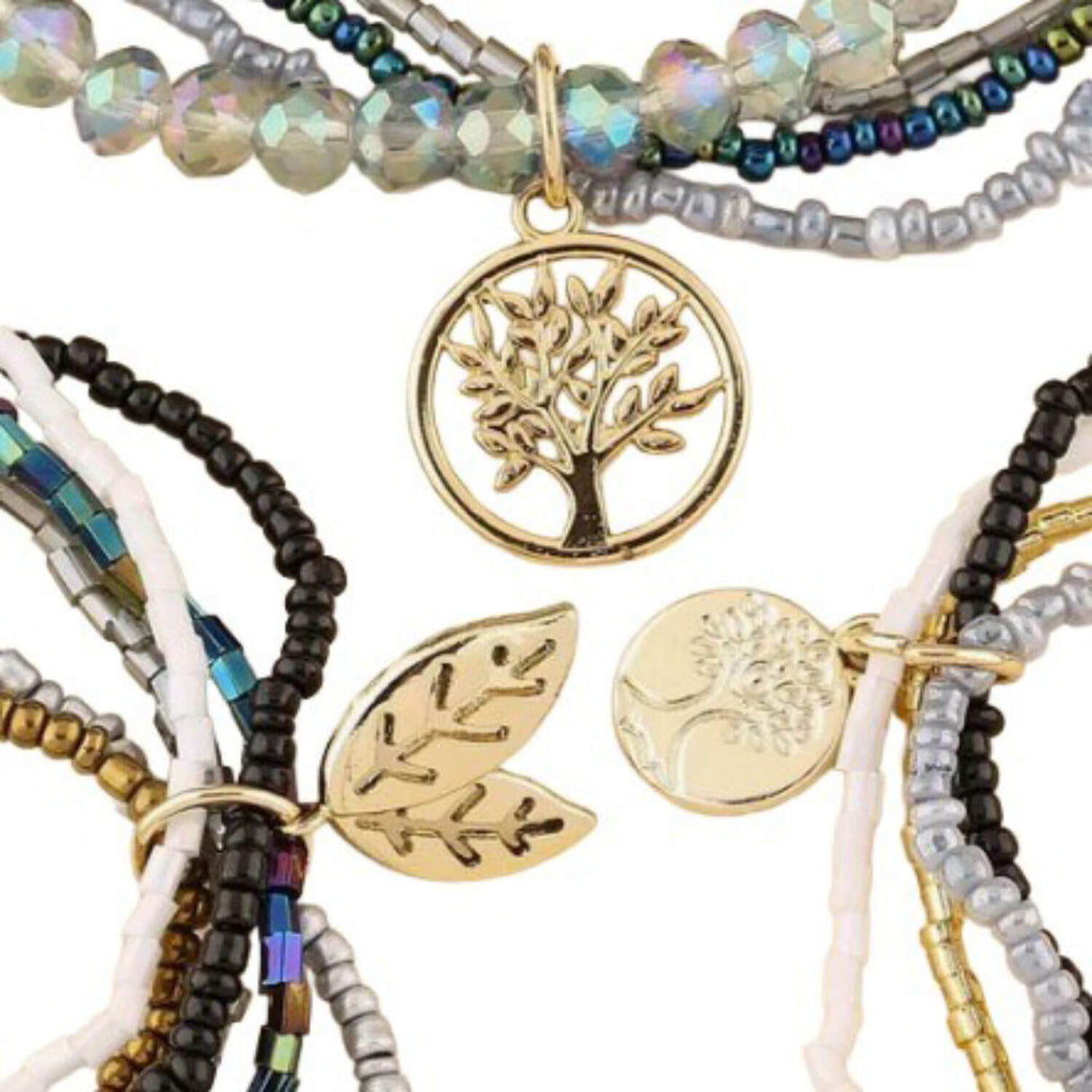 black and grey stacking bracelet close up - Lottie Of London Jewellery UK