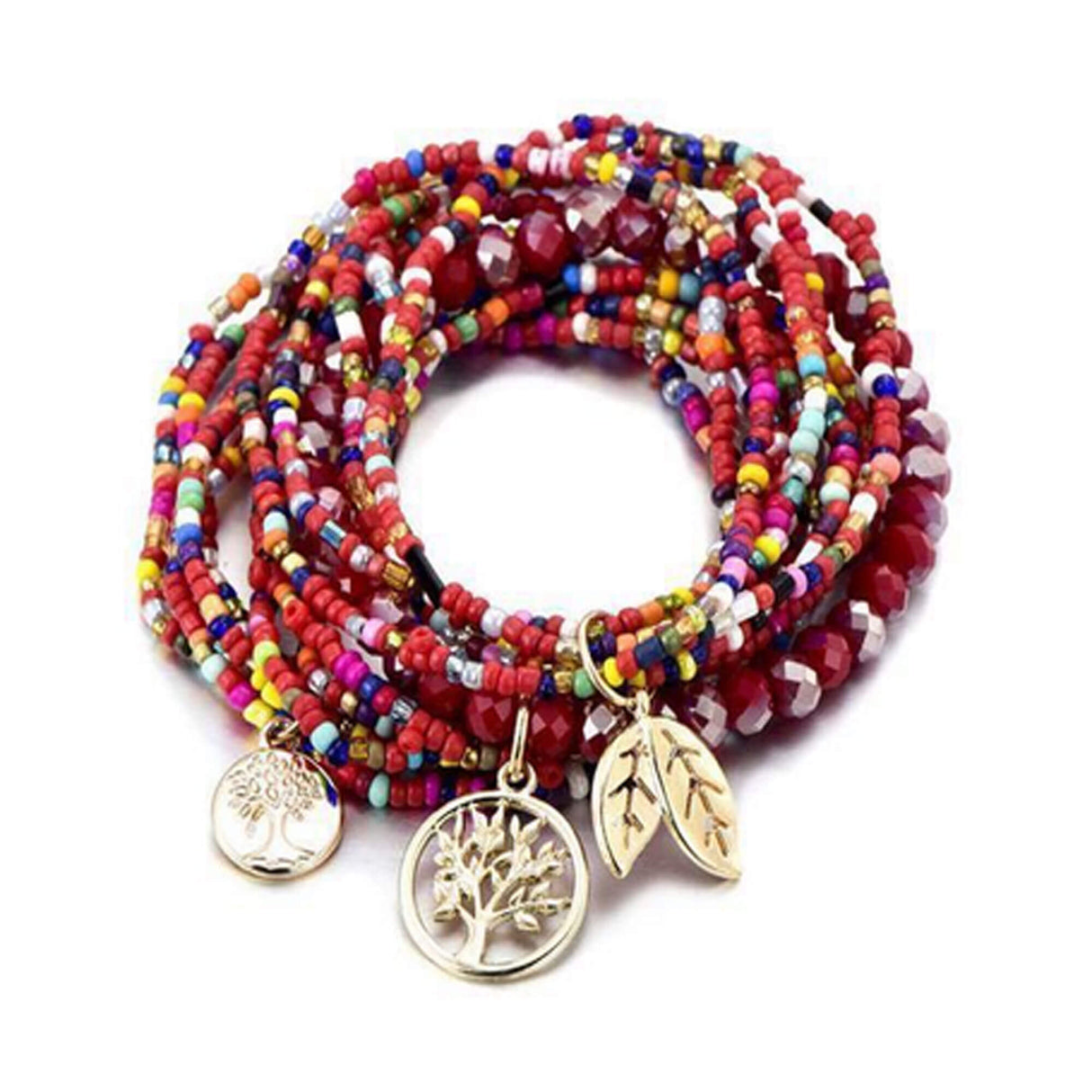 Boho Stacking Bracelet in Red | Multi Strand Bracelet