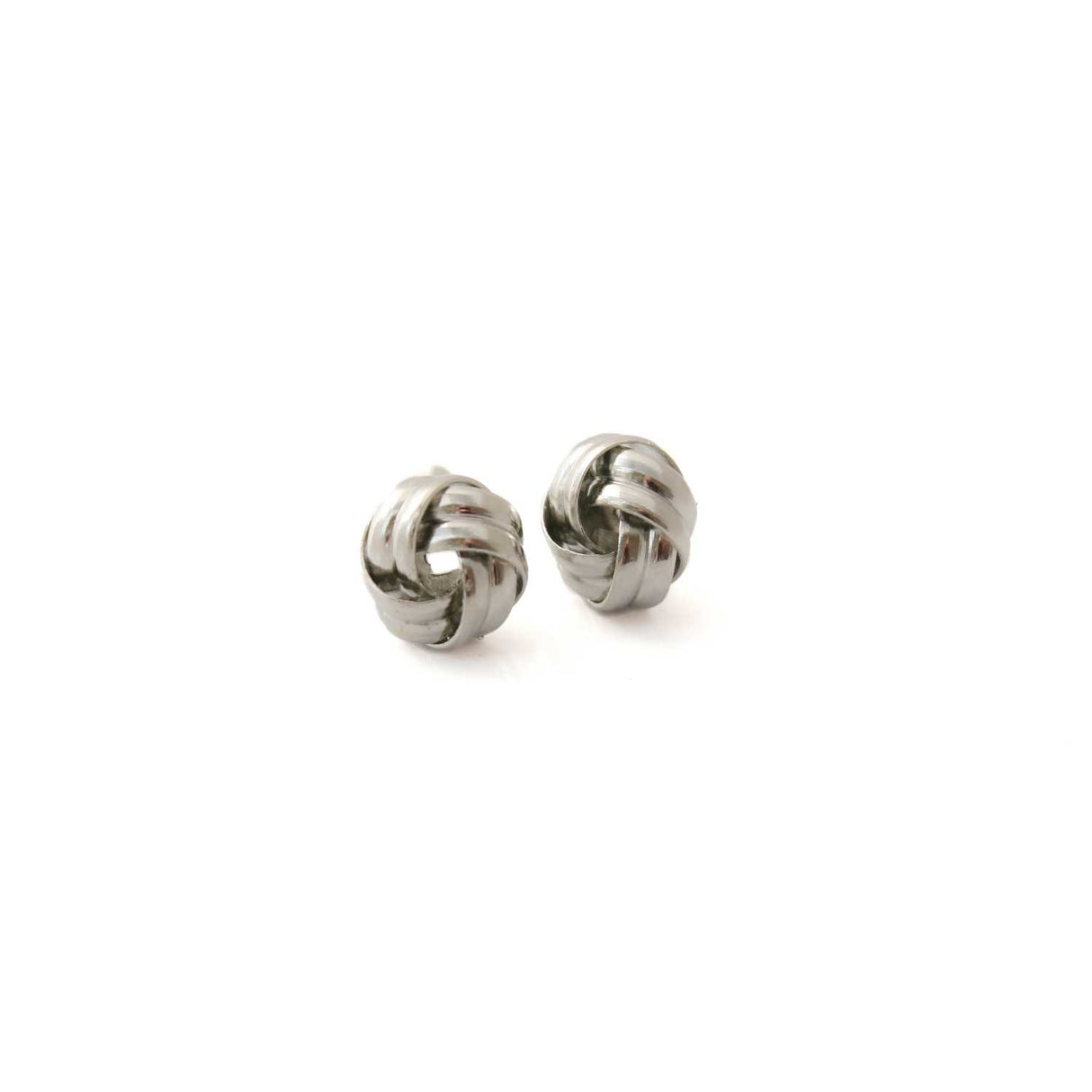 Silver Knot Ball Stud Earrings for Women | Minimalist Jewellery