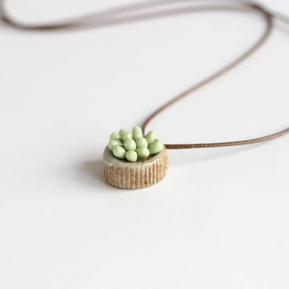 Succulent Pendant Necklace | Boho Nature-Inspired Ceramic Jewellery