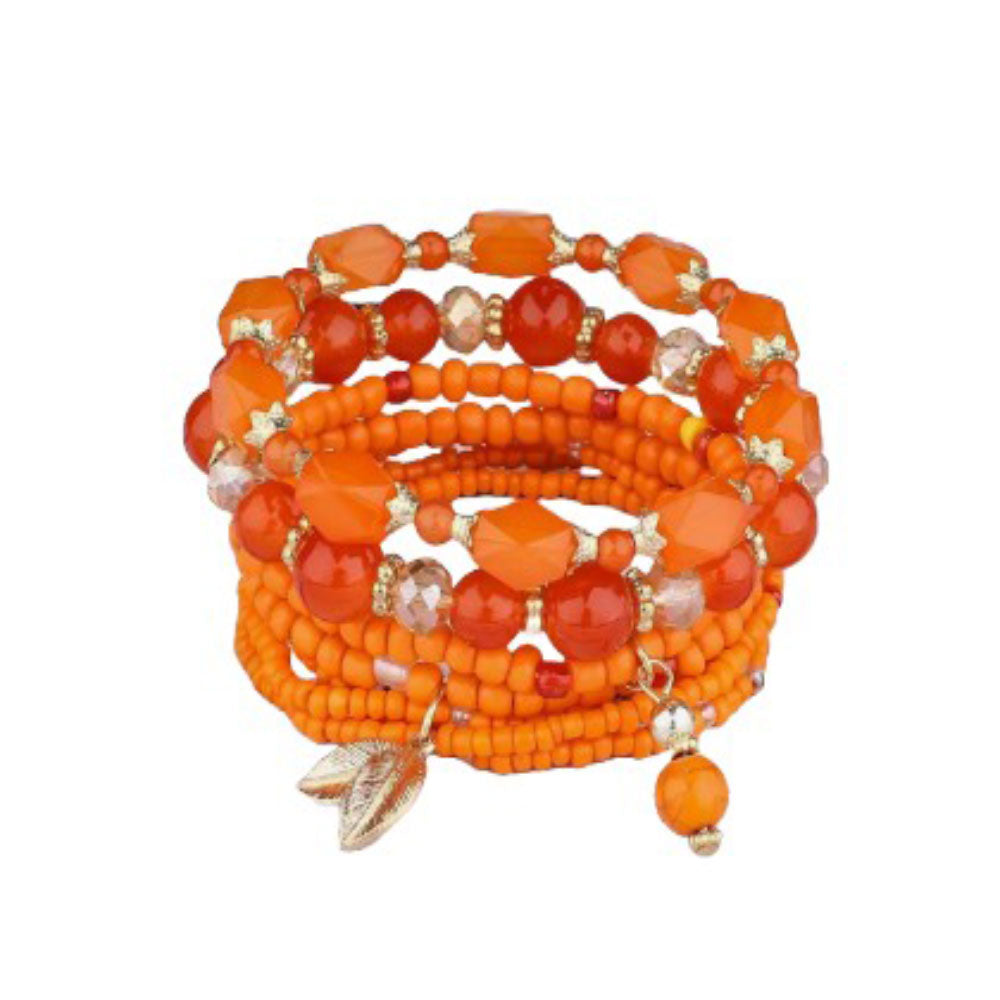 Orange Beaded Stacking Bracelet – Bold Bohemian Jewellery