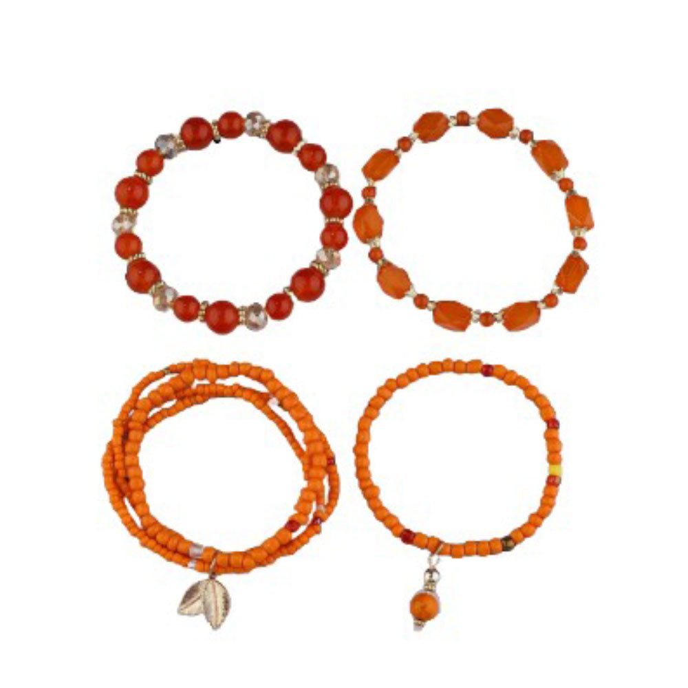 Orange Beaded Stacking Bracelet – Bold Bohemian Jewellery