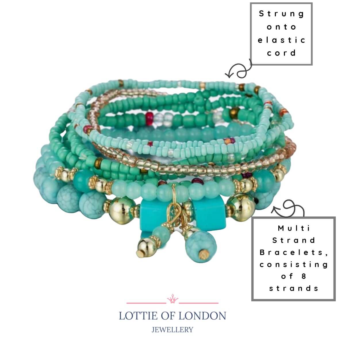 Turquoise Boho Stacking Bracelets | Multi Strand Bracelet