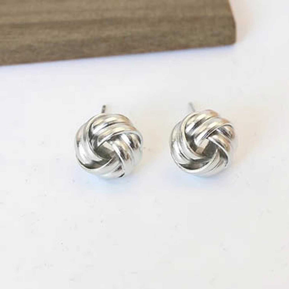 Silver Knot Ball Stud Earrings for Women | Minimalist Jewellery