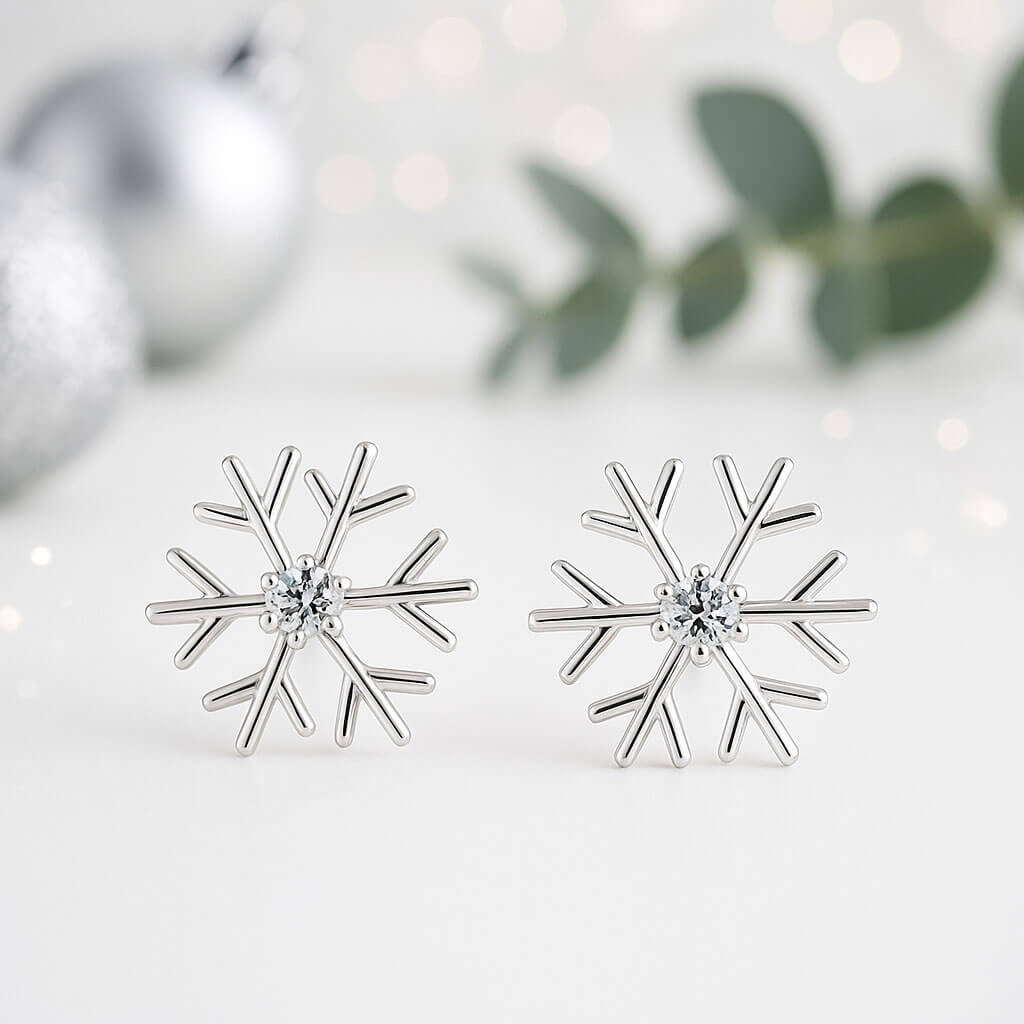 Snowflake Stud Earrings - Elegant Jewellery Gifts