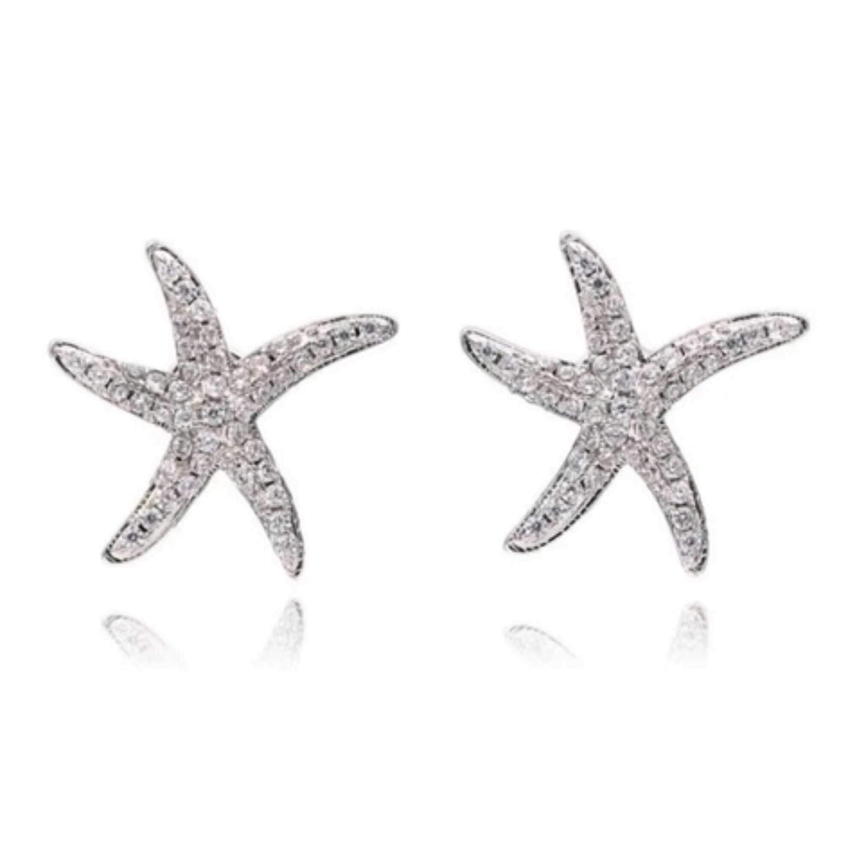 Starfish Stud Earrings for Women in Silver