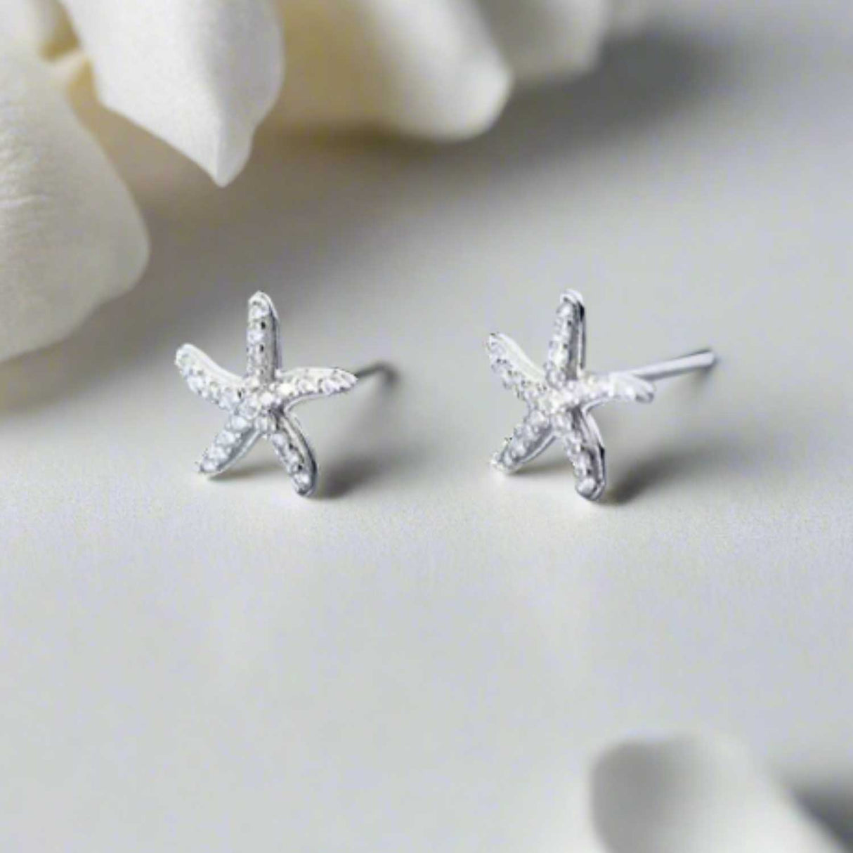 Starfish Stud Earrings for Women in Silver