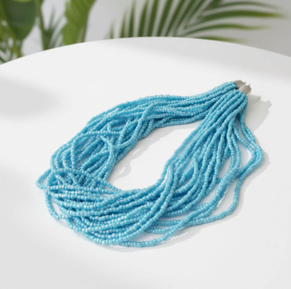 Turquoise Blue Multi-Strand Statement Necklace - Colourful Statement Jewellery