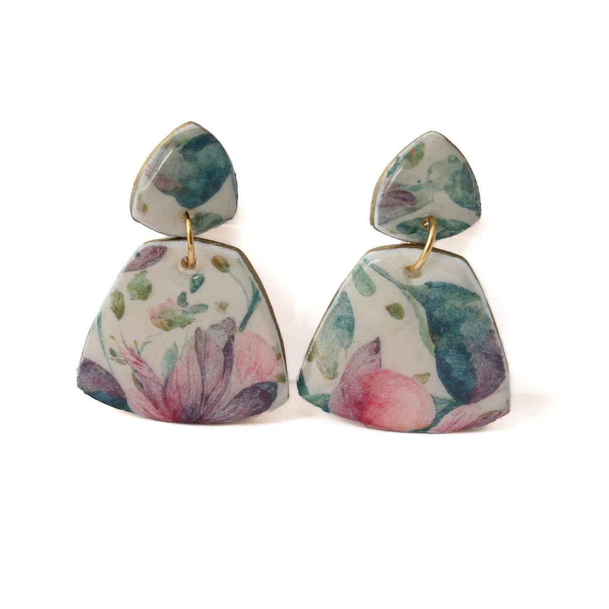 Geometric Drop Earrings for Women in Floral Print | Limited Edition