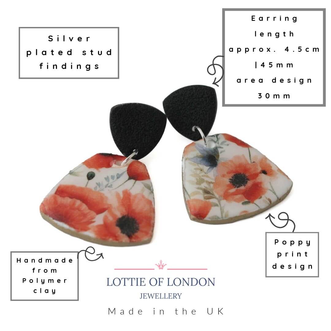 Poppy Drop Earrings for Women Floral Print | Limited Edition