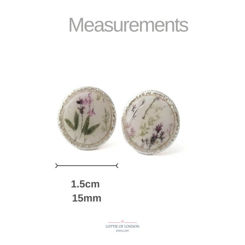 Circle Stud Earrings for Women in White with Floral Print | Limited Edition