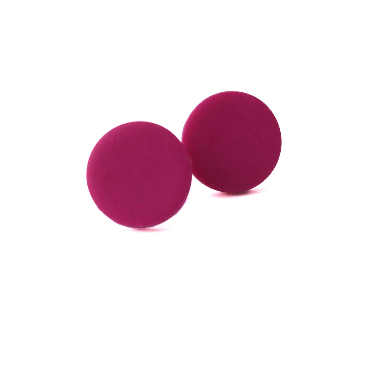 Magenta Pink Stud Earrings for Women | Minimalist Clay Jewellery