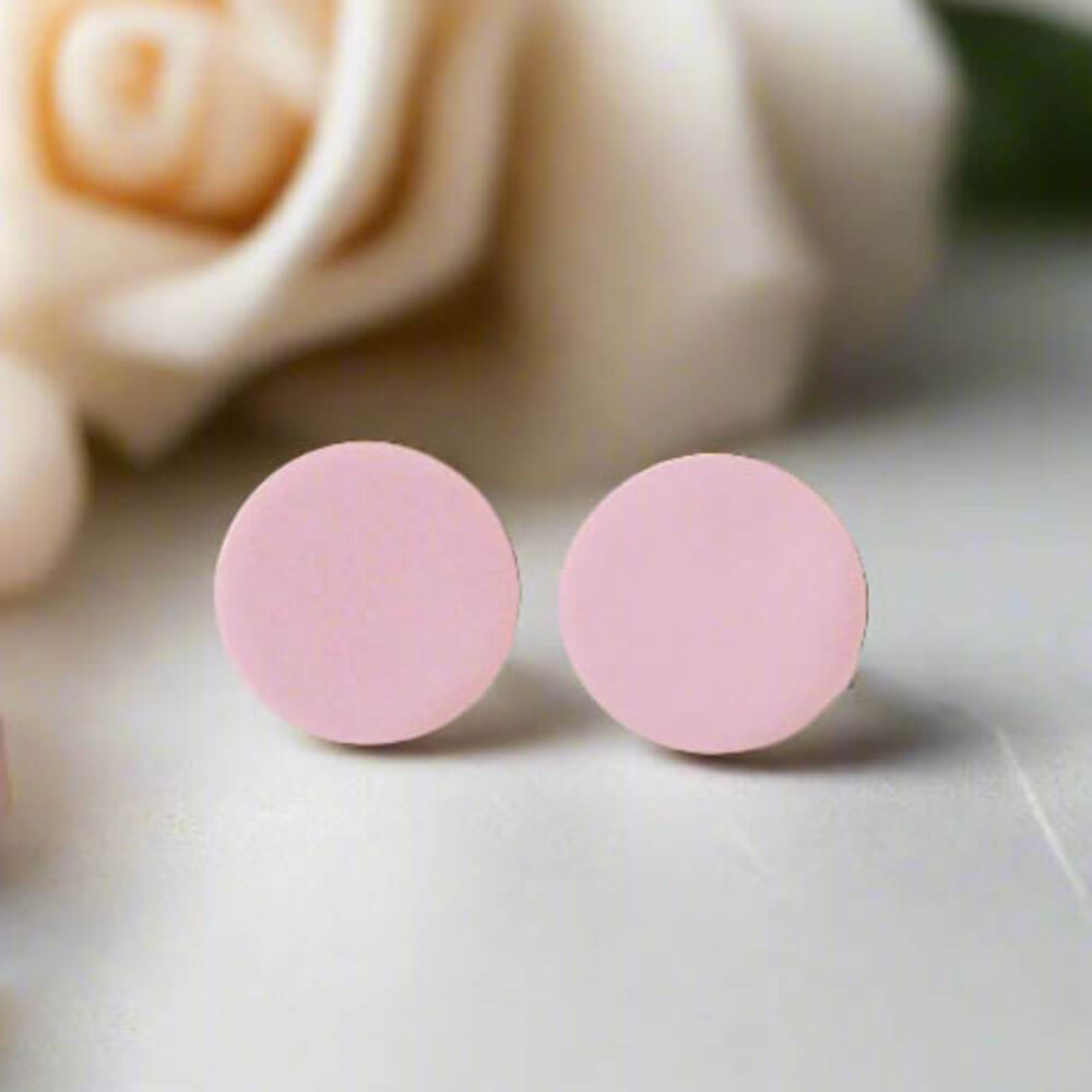 Pale Pink Stud Earrings for Women | Minimalist Clay Jewellery