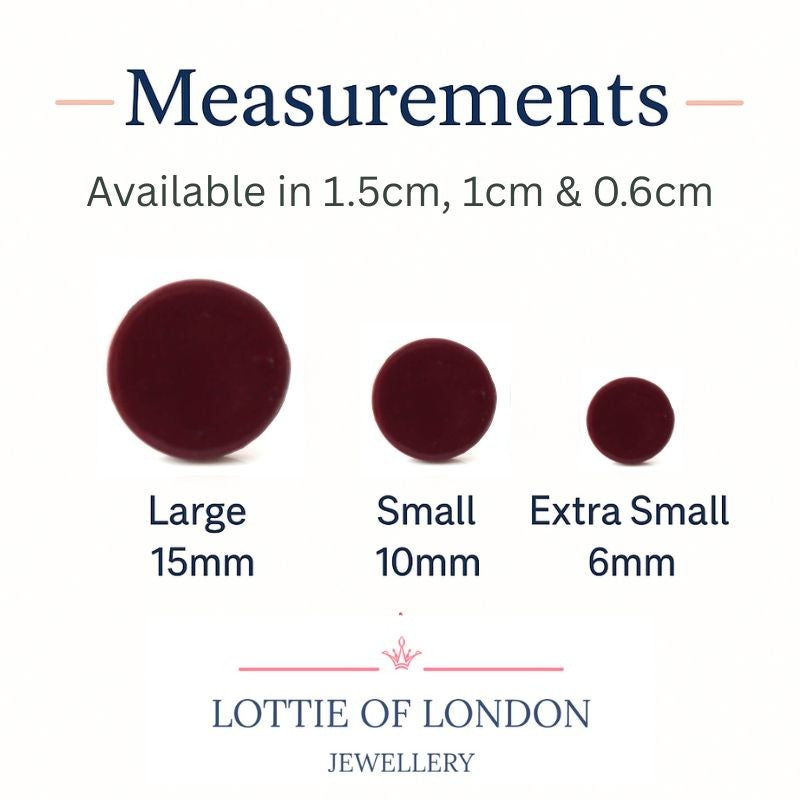 Burgundy Red Stud Earrings - Minimalist Clay Jewellery