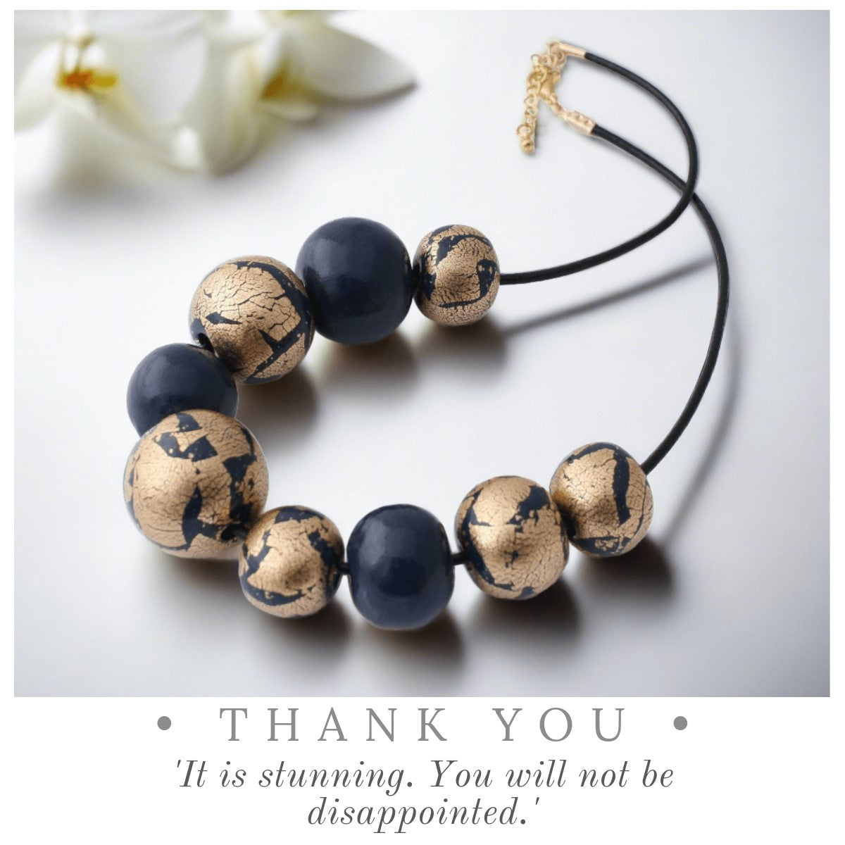 Navy and Gold Chunky Statement Necklace for Women