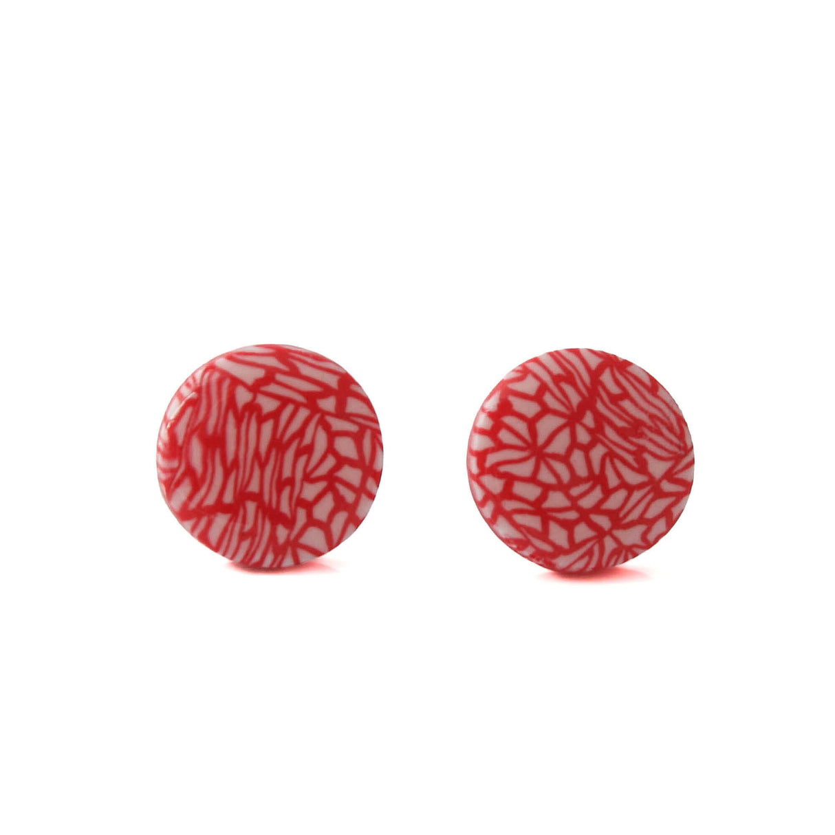 Red & White Stud Earrings for Women | Minimalist Studs