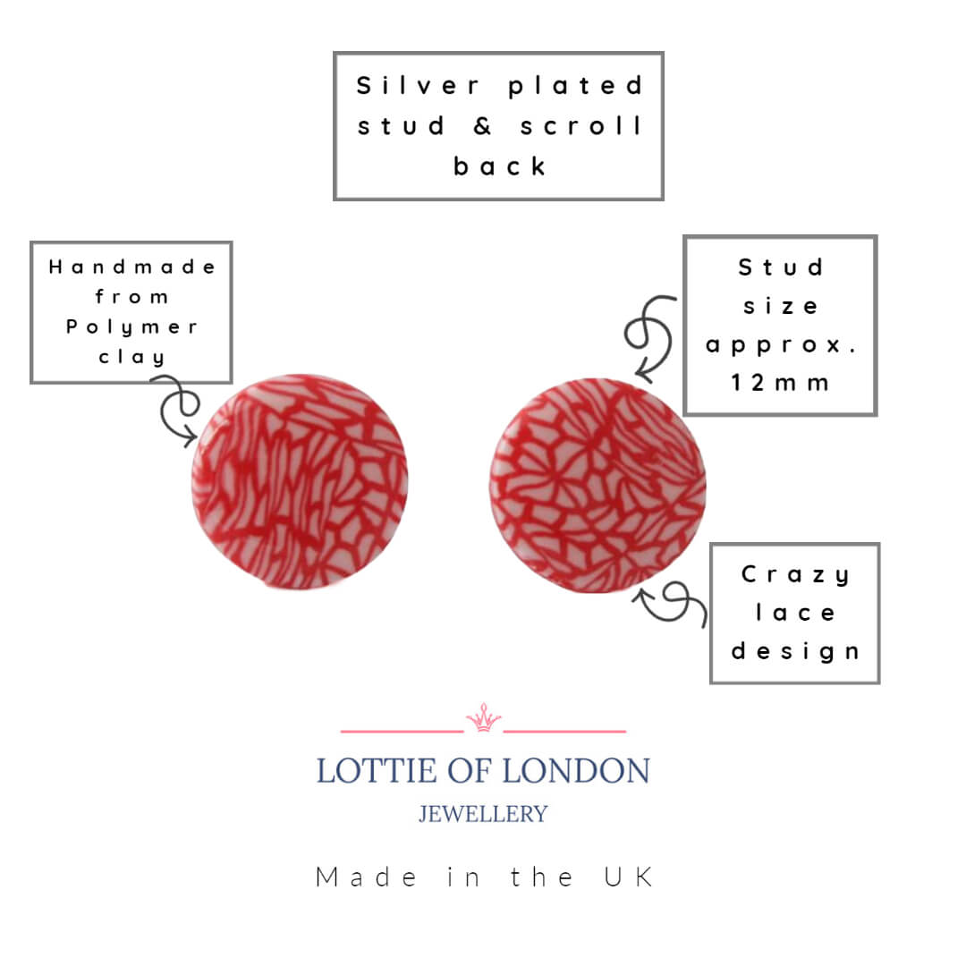 Red & White Stud Earrings for Women | Minimalist Studs