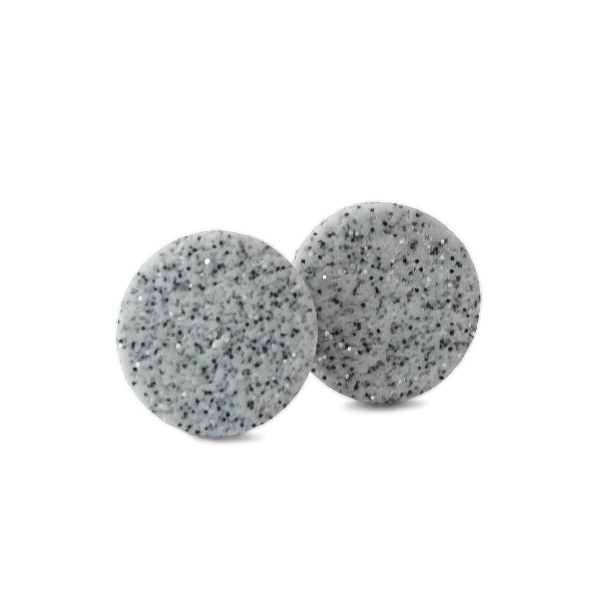 Granite Grey Round Stud Earrings for Women | Minimalist Clay Jewellery