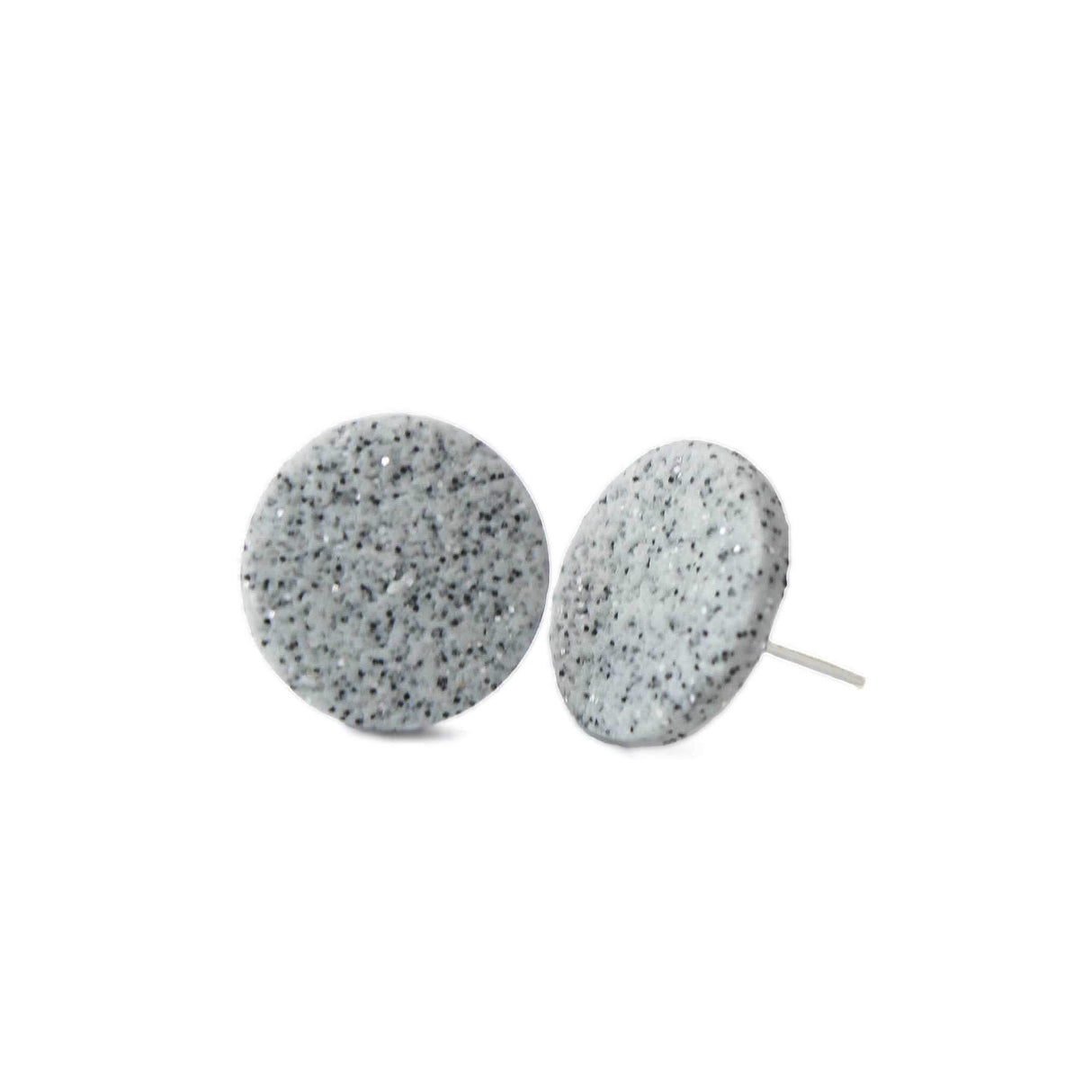 Granite Grey Round Stud Earrings for Women | Minimalist Clay Jewellery