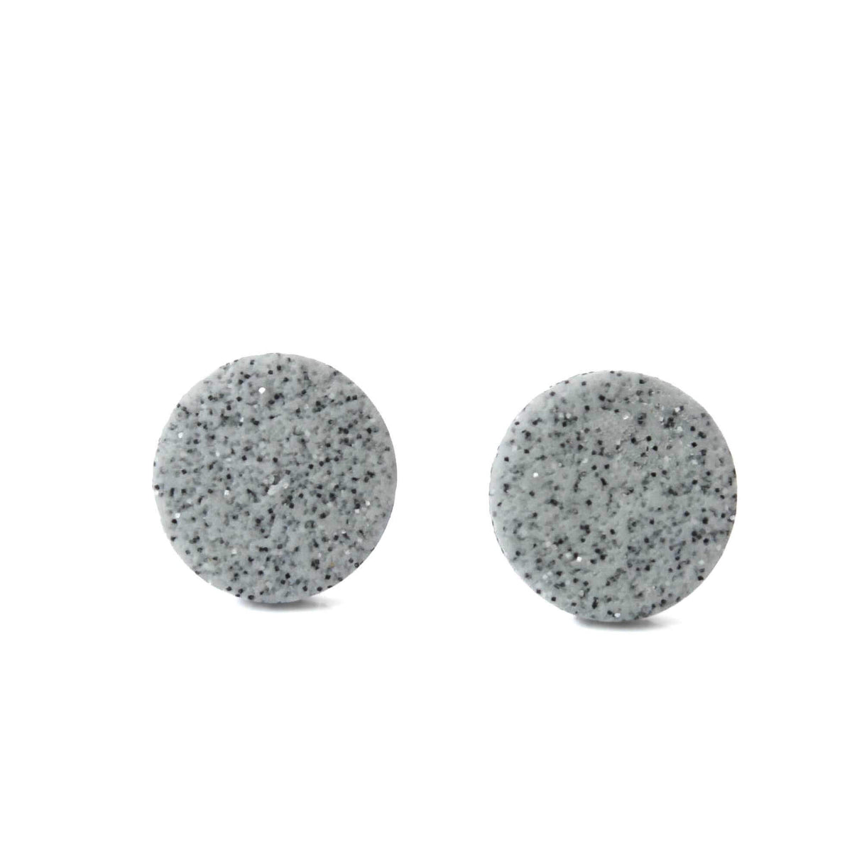 Granite Grey Round Stud Earrings for Women | Minimalist Clay Jewellery