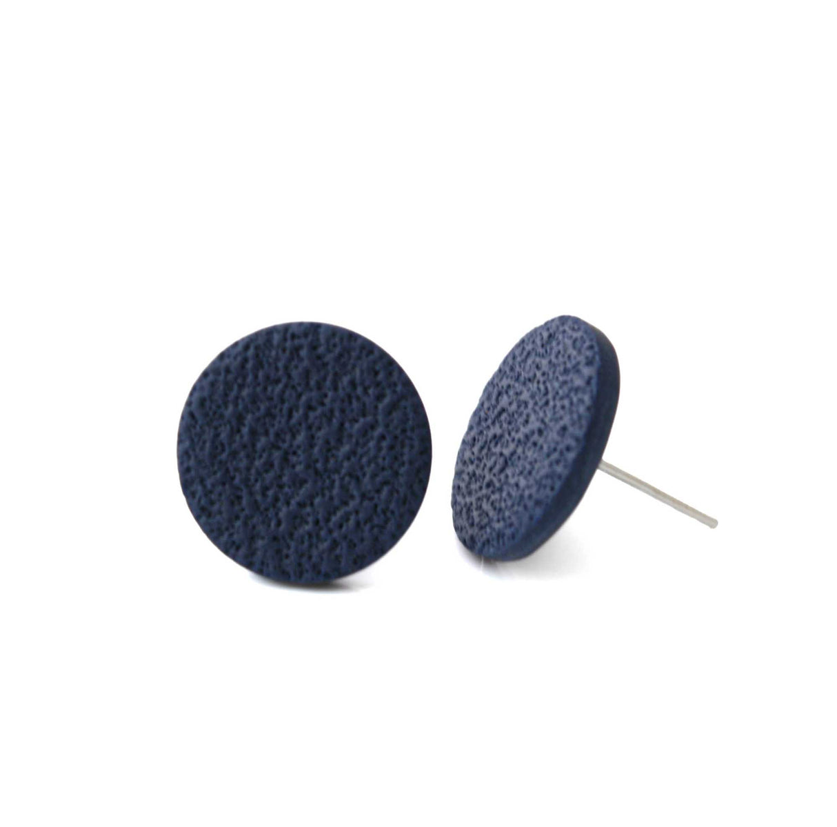 Navy Blue Round Stud Earrings for Women | Minimalist Clay Jewellery