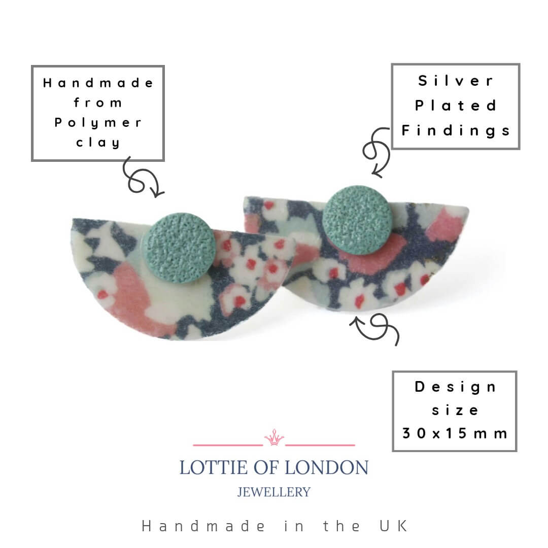 Statement Stud Earrings in Abstract Print | Art Deco Style