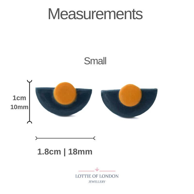 Navy Blue Statement Stud Earrings in Art Deco Style