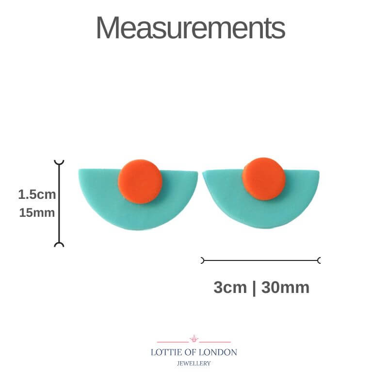 Turquoise Blue Statement Stud Earrings in Art Deco Style