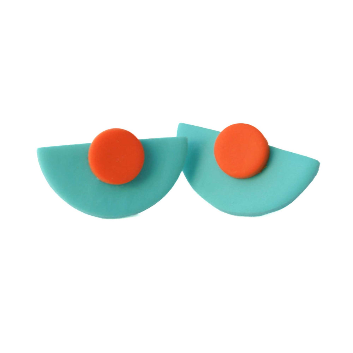 Turquoise Blue Statement Stud Earrings in Art Deco Style