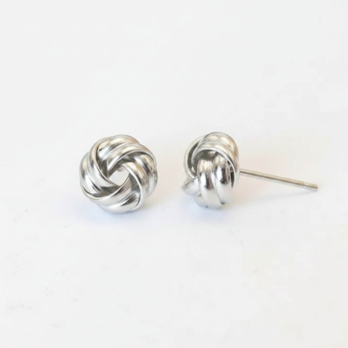 Silver Knot Ball Stud Earrings for Women | Minimalist Jewellery