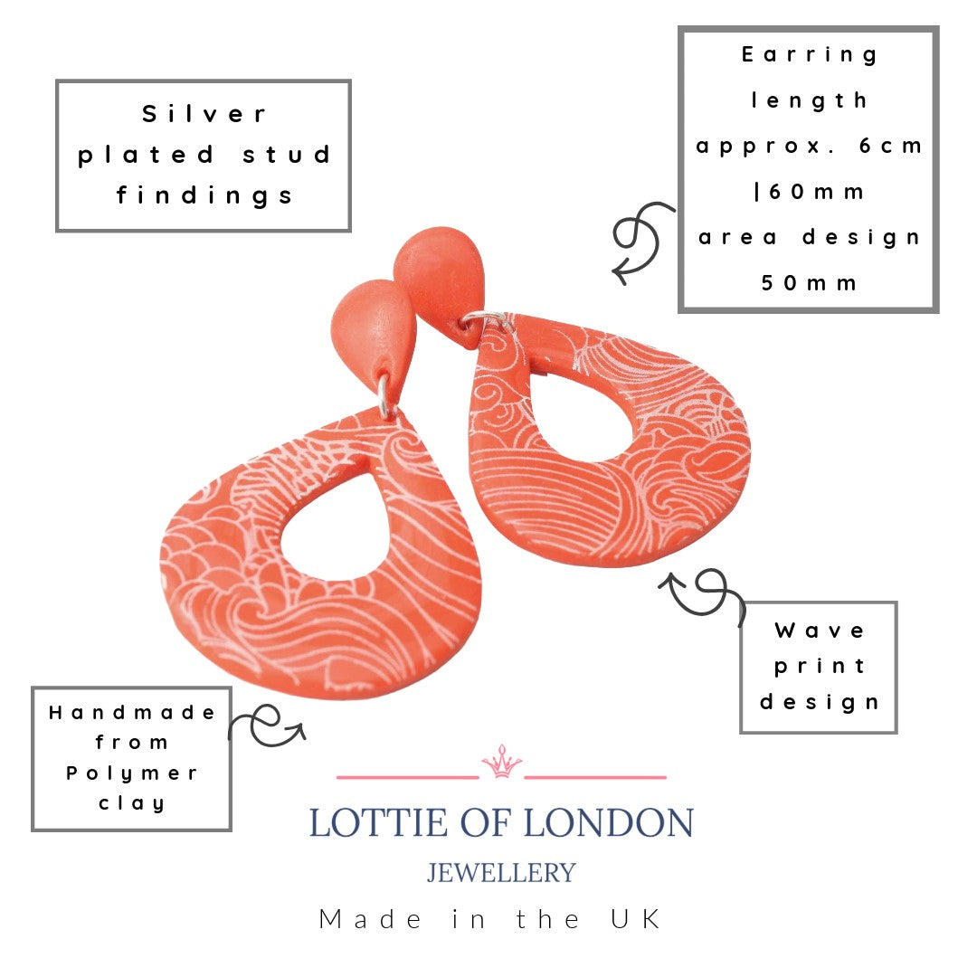 Orange Statement Drop Earrings for Women | Limited Edition