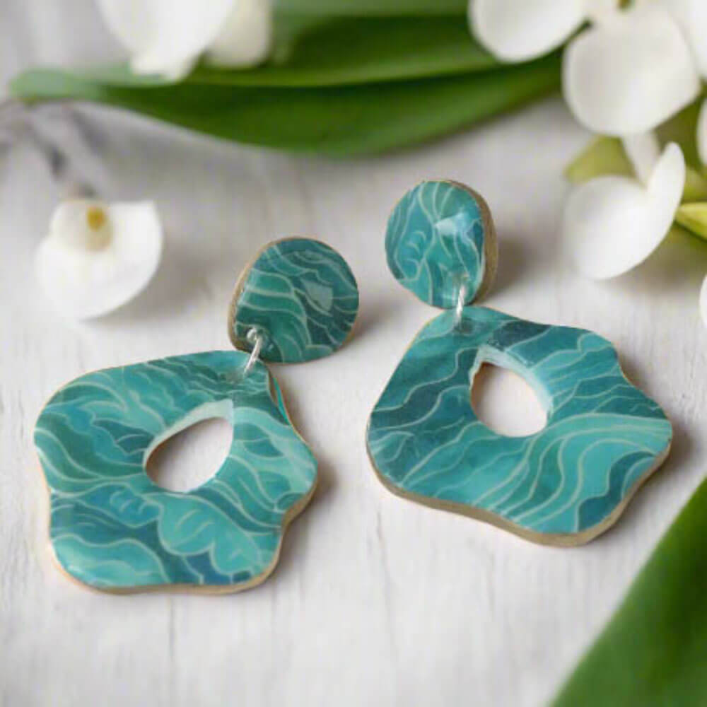 Blue Wave Drop Earrings for Women | Limited Edition Statement Jewellery