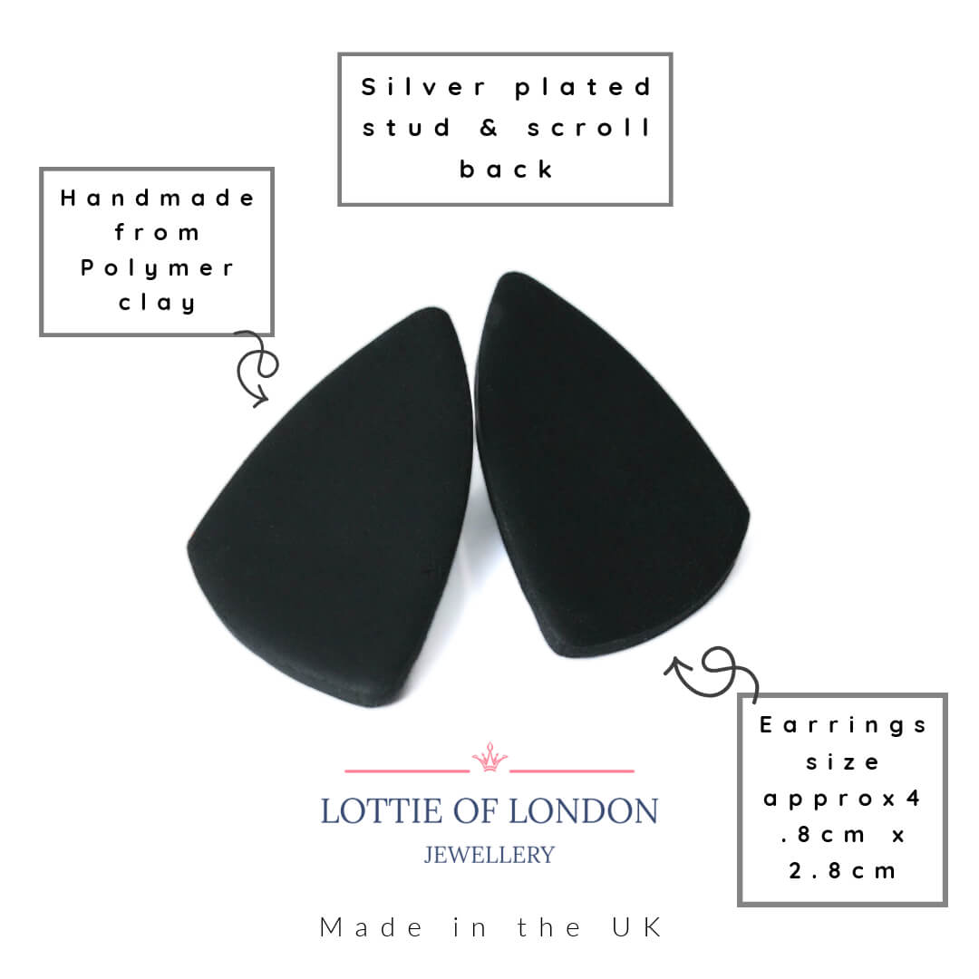 Black Geometric Statement Stud Earrings for Women